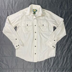 Cabela’s Women’s White Cotton Button Up Shirt M Outdoor Casual Long Sleeve